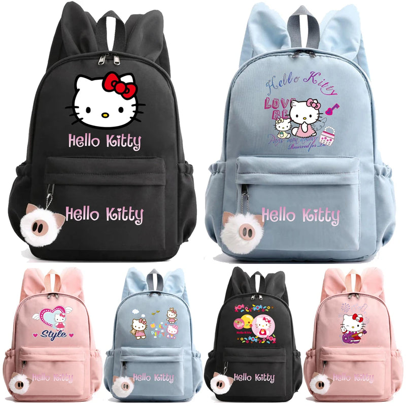 Sanrio Hello Kitty Estudante mochila bonito orelhas de coelho meninas menino dos desenhos animados crianças mochila leve feminino sacos à prova dwaterproof água presente