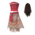Moana vestidos meninas crianças roupas cosplay vaiana vestido de princesa colar peruca crianças carnaval festa verão disney traje conjunto