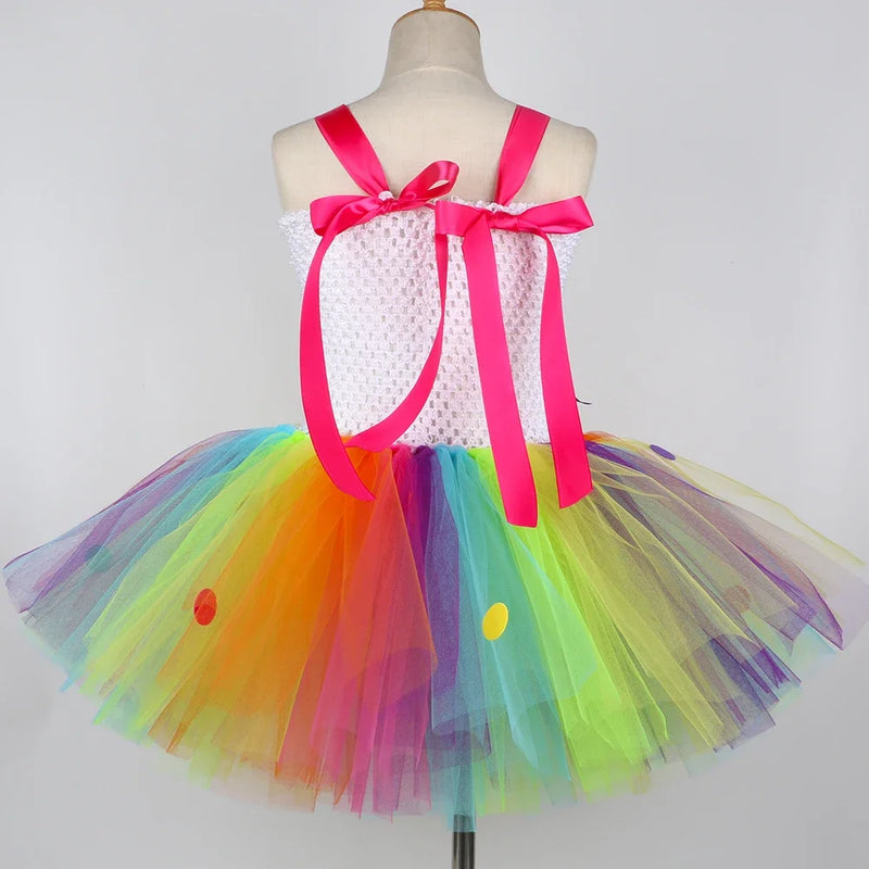 Fantasia de pirulito arco-íris para meninas, festa de aniversário, vestido de princesa tutu, vestido de baile, carnaval, natal, roupas de halloween
