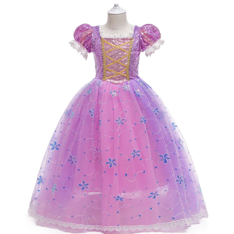 2024 fantasia meninas rapunzel iluminar traje criança cosplay filme emaranhado conto de fadas princesa brilhante led vestido crianças vestido de aniversário
