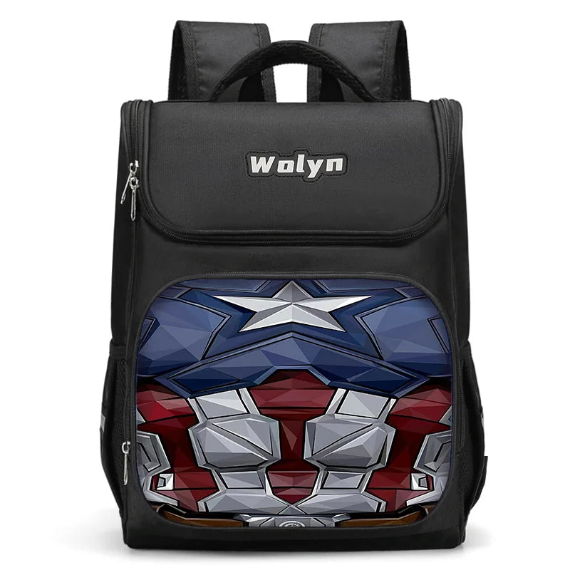 Capitão américa marvel heróis grande criança mochila menino menina saco de escola para homens mulheres mochila de viagem durável multi compartimentos