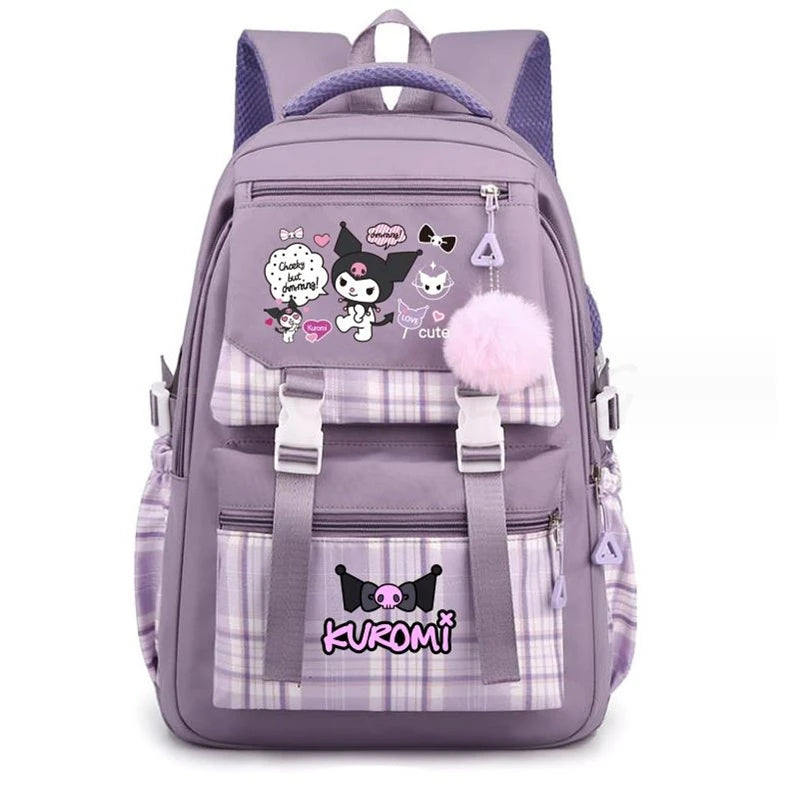 Mochila linda Kuromi Melody Mulheres Laptop Computador Grande Capacidade Mochilas Escolares para Meninas Adolescentes Packsack 4 Cores Presente