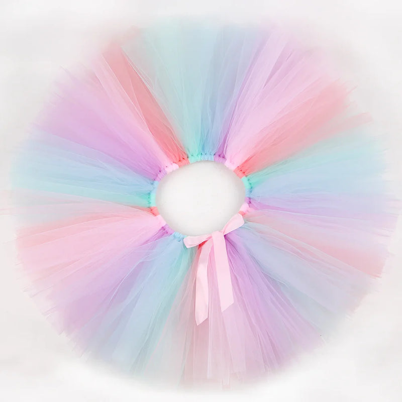 HJTT Meninas Unicórnio Tutu Saia Fofa Criança Bebê Menina Aniversário Tutu Outfits Pastel Meninas Saias de Tule Crianças Traje de Halloween